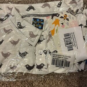 Kickee Pants long sleeve polo romper in Rain Blackbird size 12-18 months